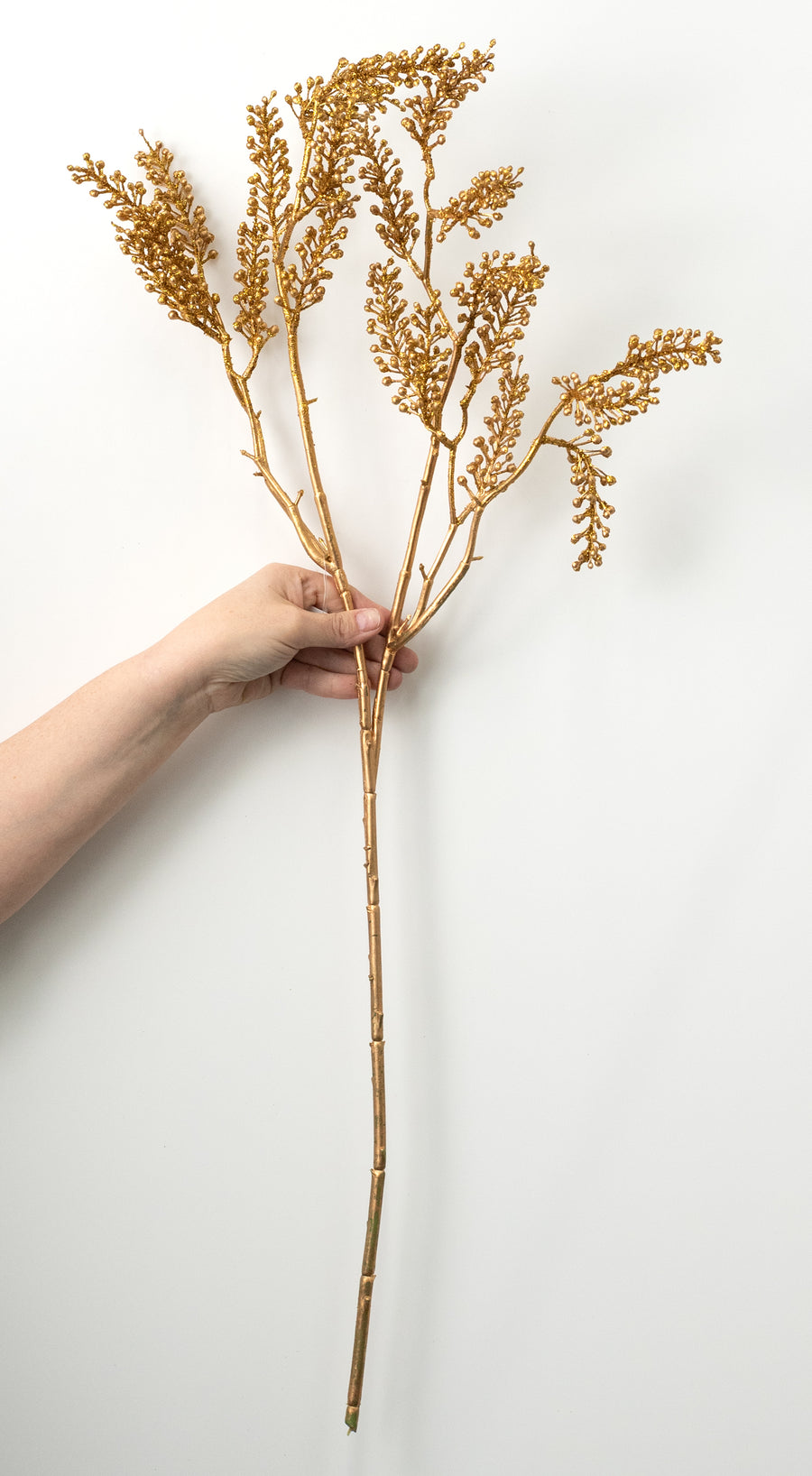 33" Glittered Berry Cluster Spray: Gold
