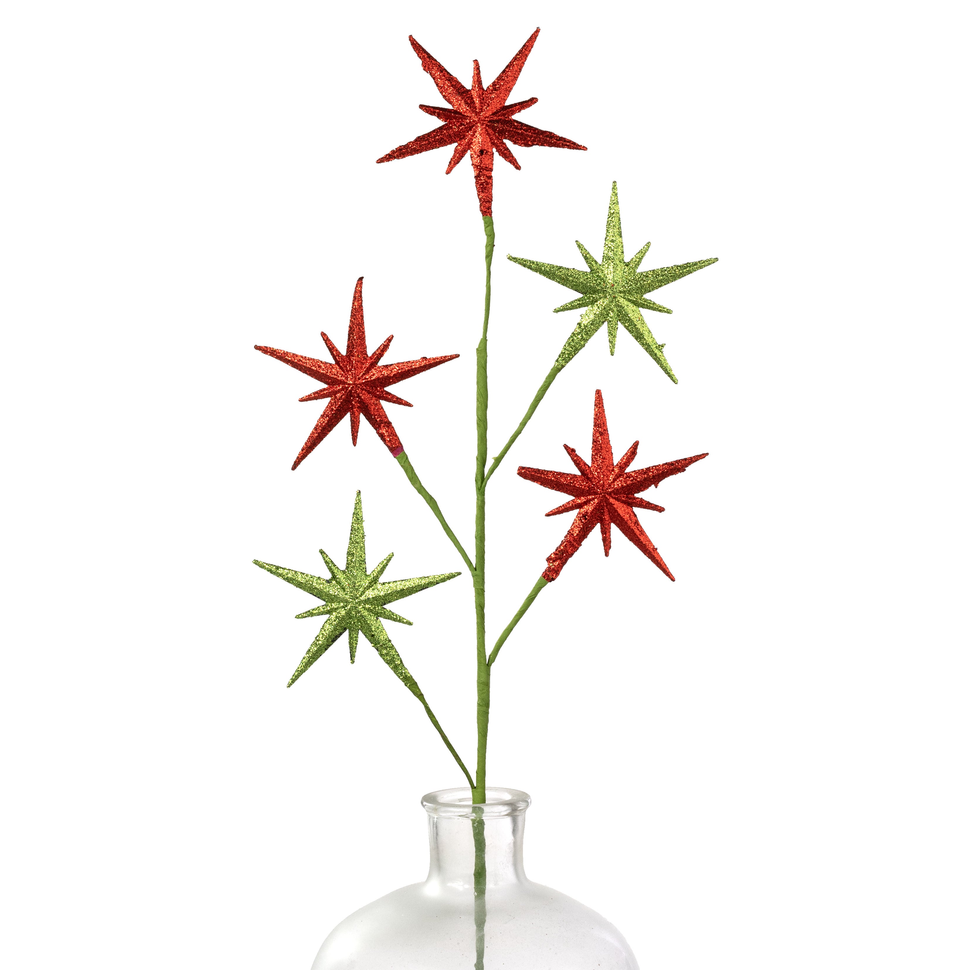 27" Bethlehem Star Spray: Red & Lime Green