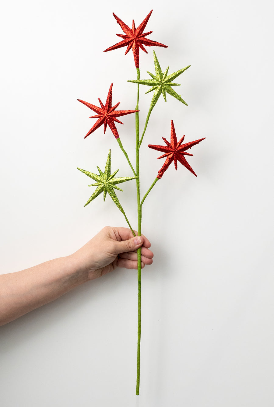 27" Bethlehem Star Spray: Red & Lime Green