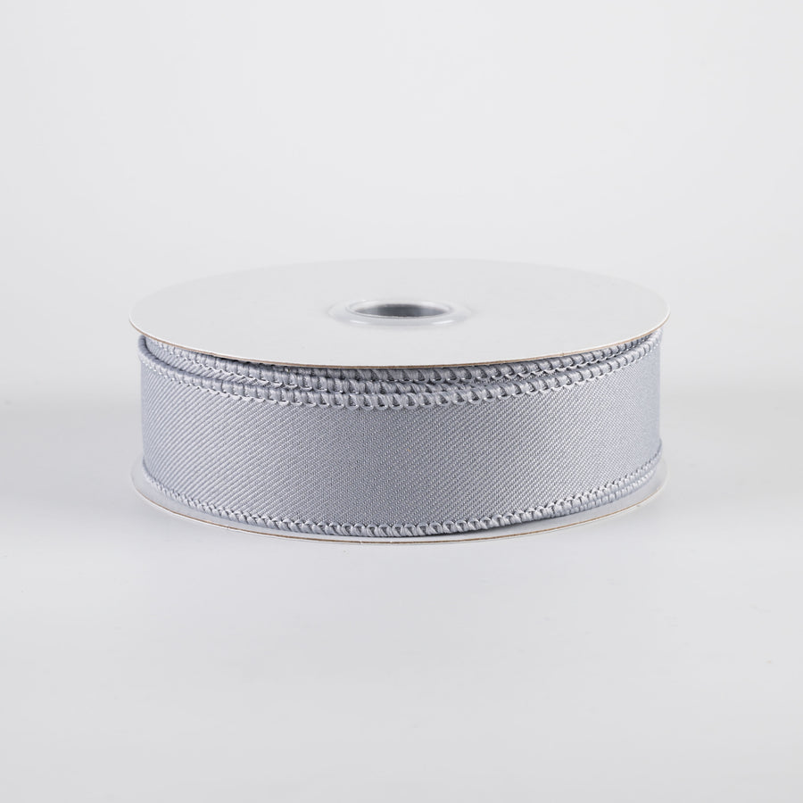 7/8" Diagonal Weave Ribbon: Grey (10 Yards)