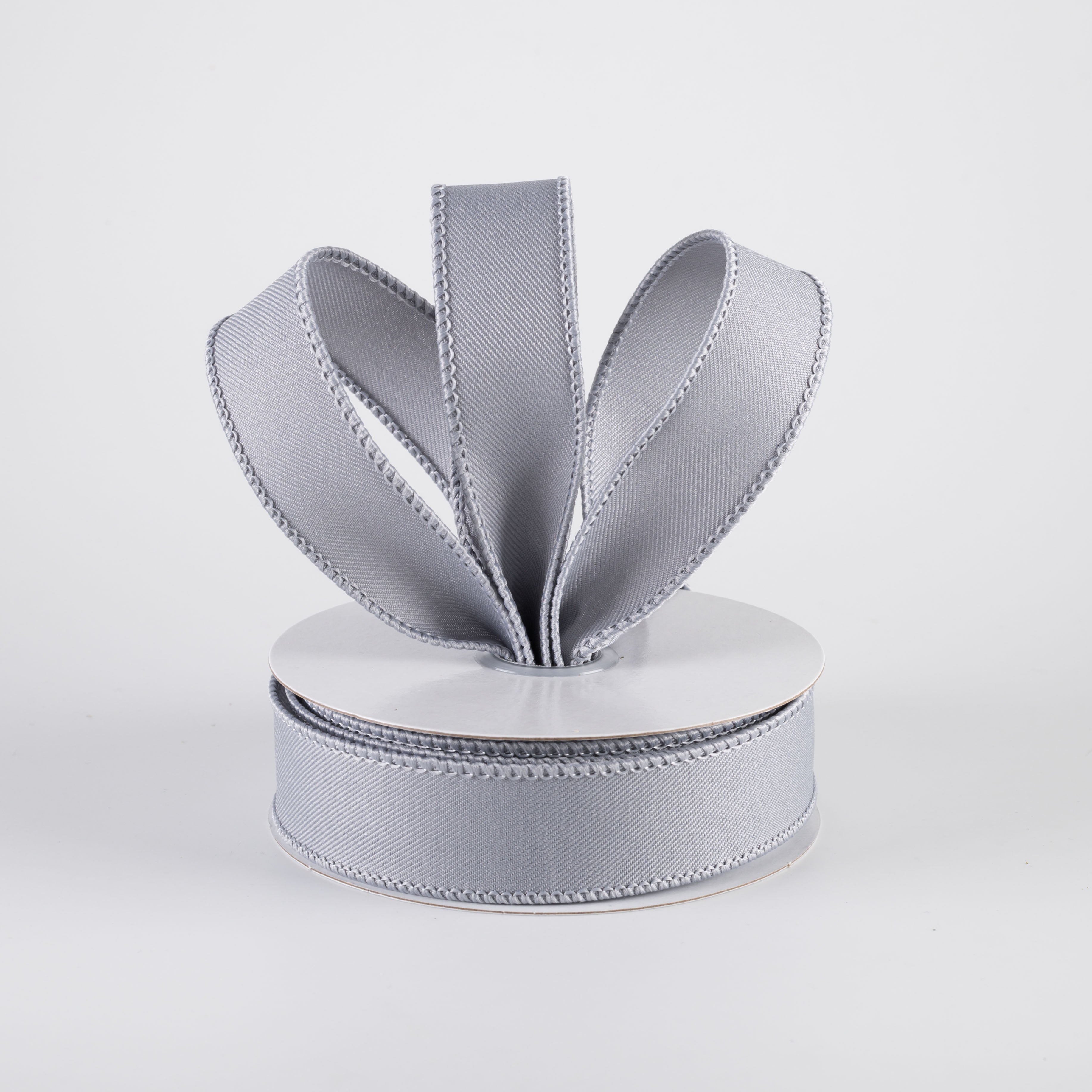 7/8" Diagonal Weave Ribbon: Grey (10 Yards)
