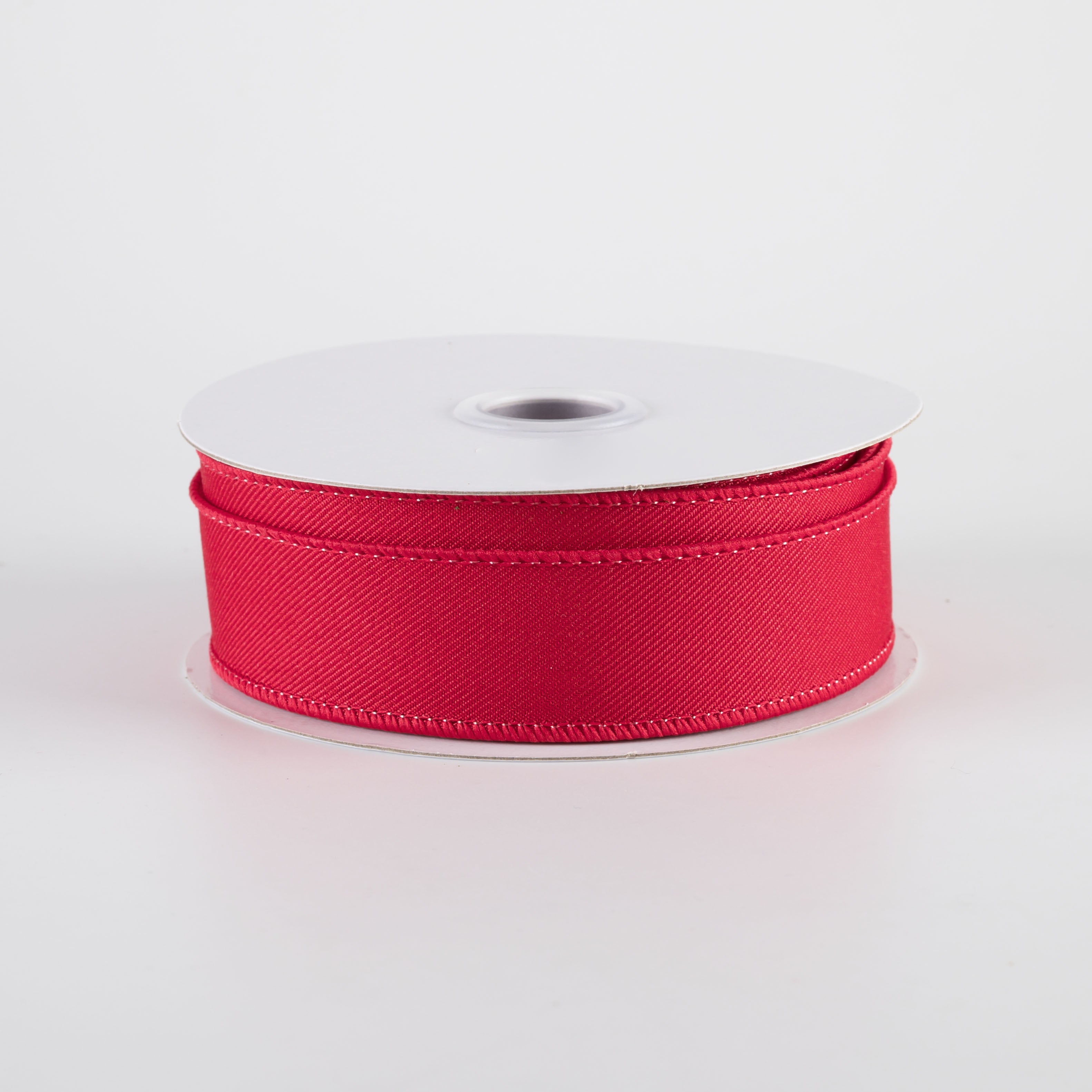 7/8" Diagonal Weave Ribbon: Red (10 Yards)