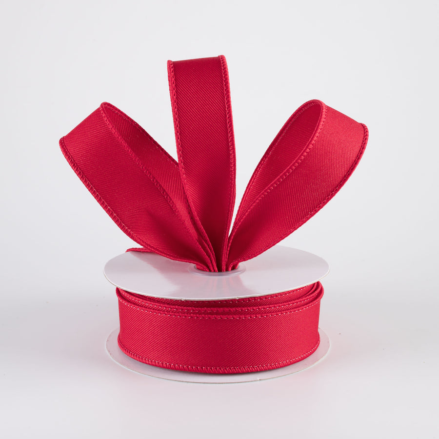 7/8" Diagonal Weave Ribbon: Red (10 Yards)