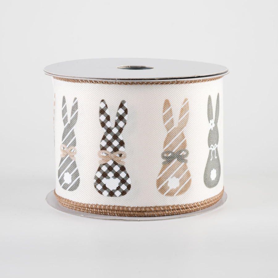 2.5" Bunny Silhouettes Ribbon: Ivory (10 Yards)
