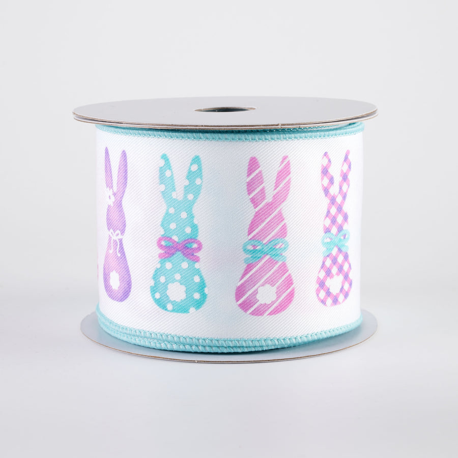 2.5" Bunny Silhouettes Ribbon: White (10 Yards)