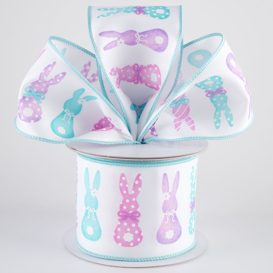2.5" Bunny Silhouettes Ribbon: White (10 Yards)
