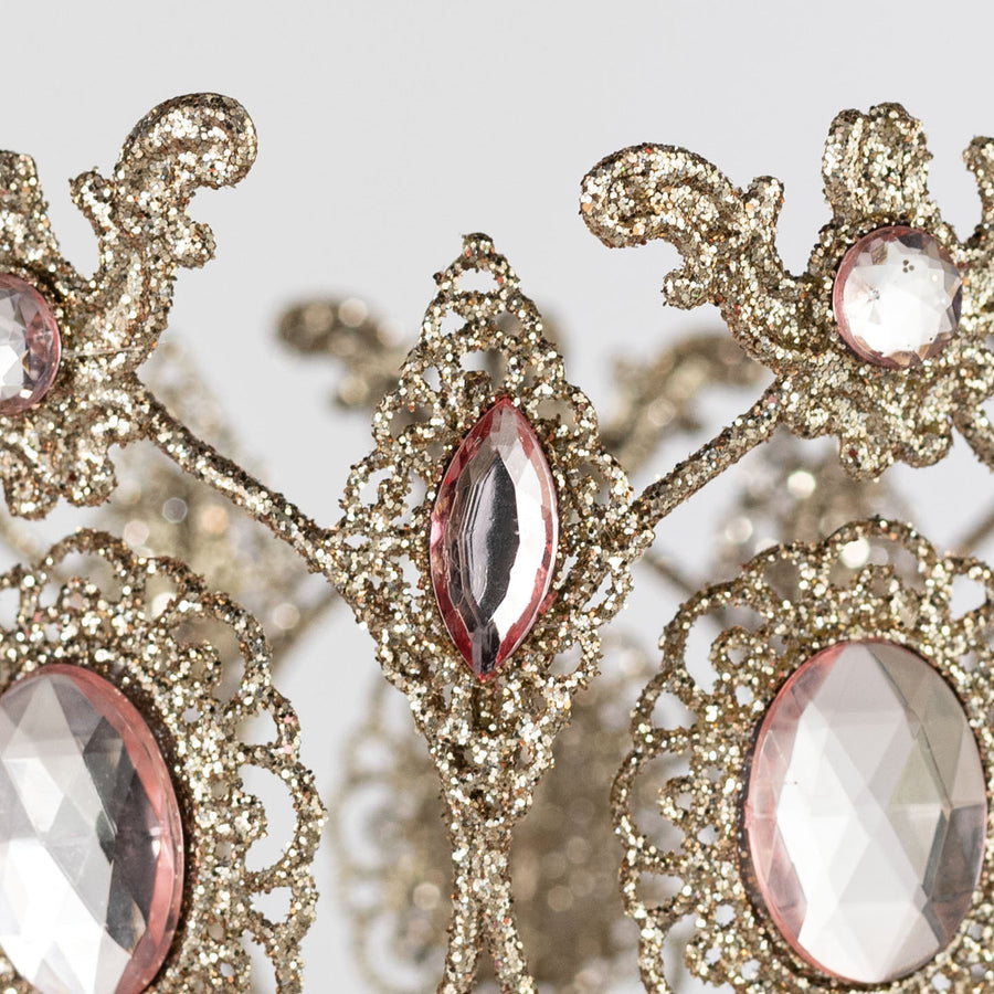 3.5" Glittered Rhinestone Crown Decor