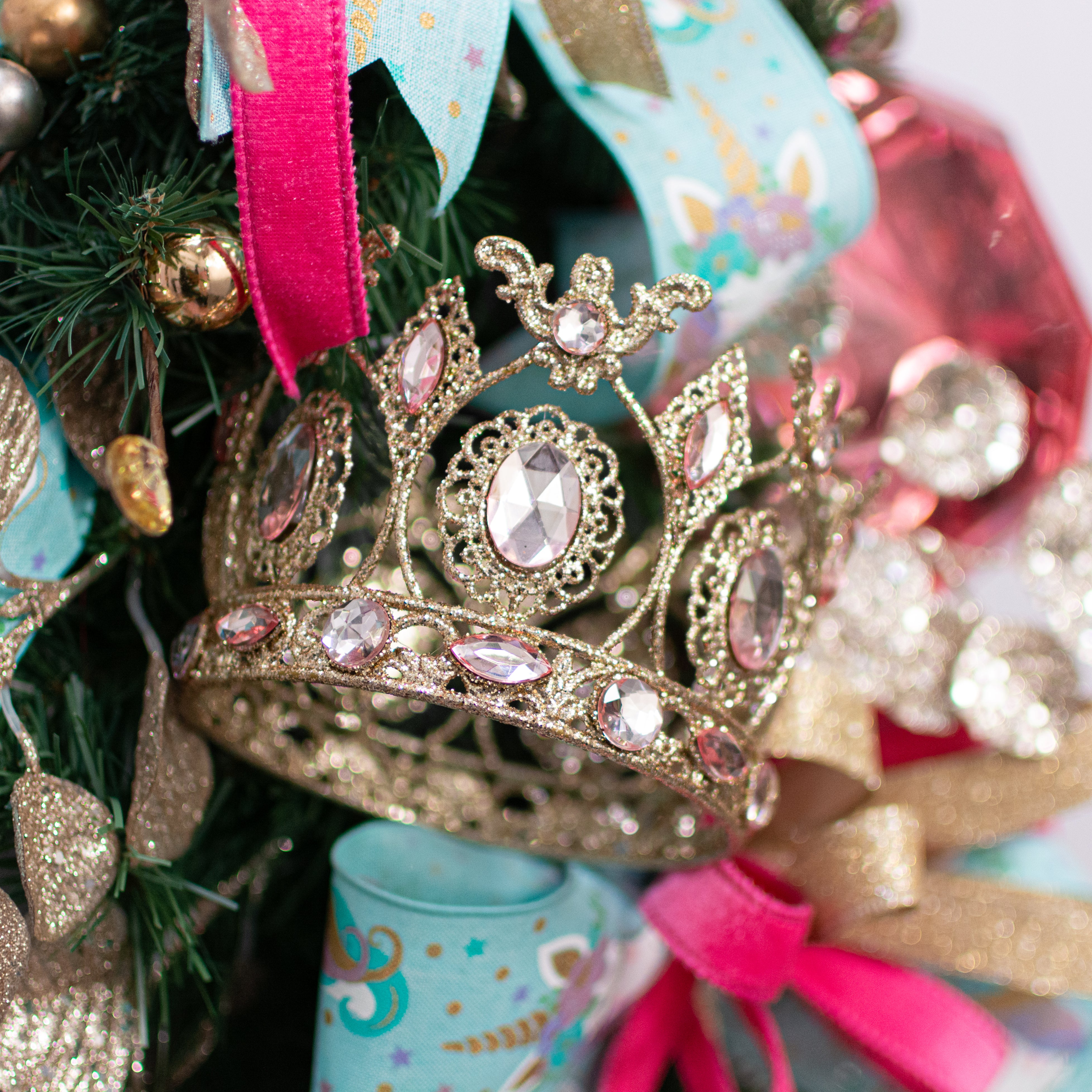 3.5" Glittered Rhinestone Crown Decor
