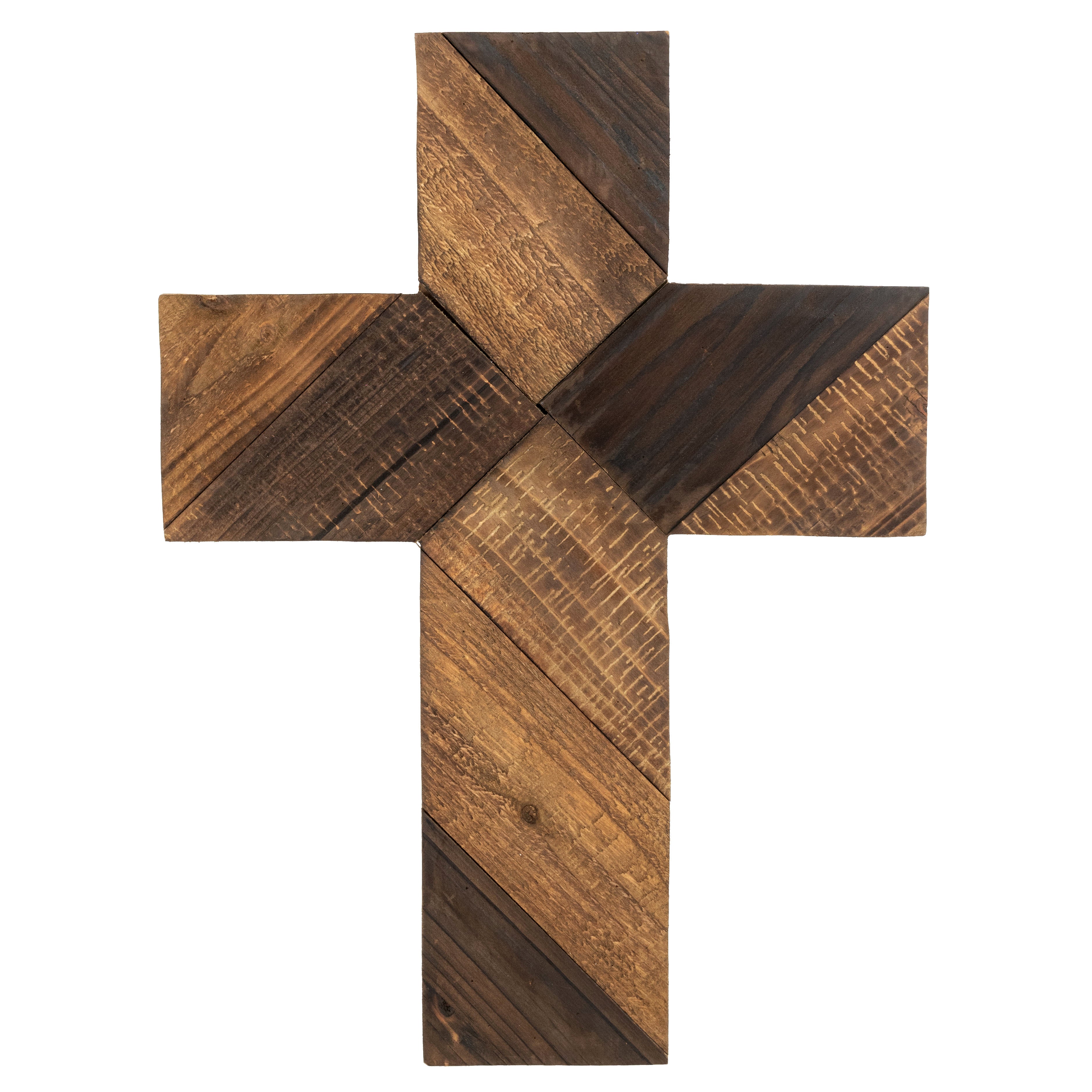 16" Wooden Cross Hanger: Dark Natural