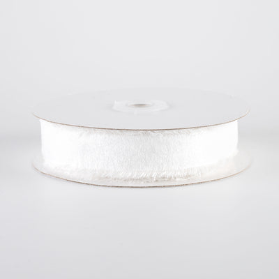 1" Frayed Edge Unwired Velvet Ribbon: White (10 Yards)