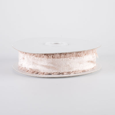 1" Frayed Edge Unwired Velvet Ribbon: Natural (10 Yards)