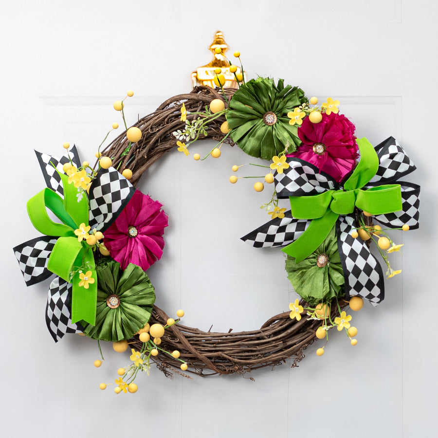 5" Ribbon Flower Clip: Green