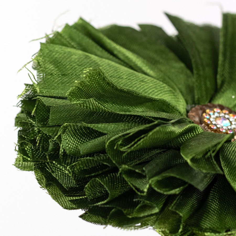 5" Ribbon Flower Clip: Green