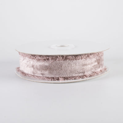 1" Frayed Edge Unwired Velvet Ribbon: Taupe (10 Yards)