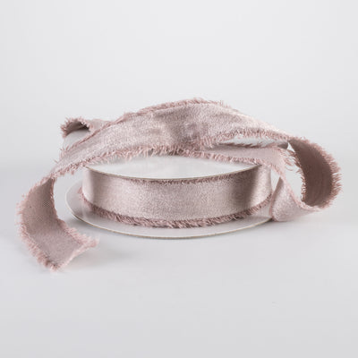 1" Frayed Edge Unwired Velvet Ribbon: Taupe (10 Yards)