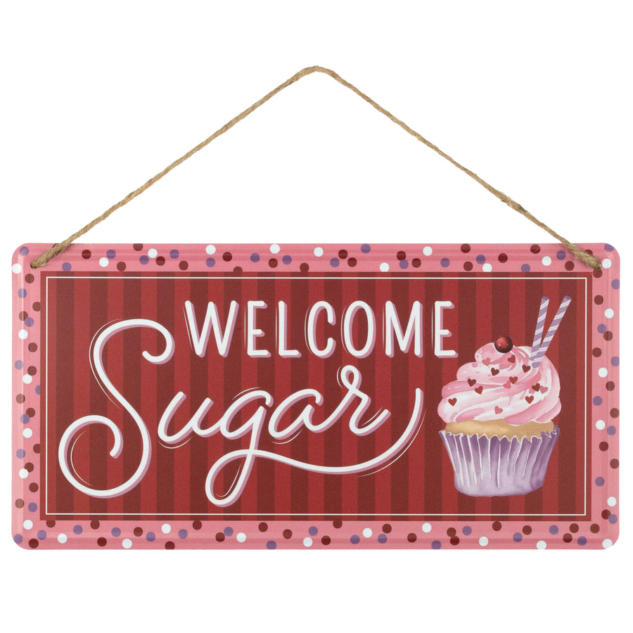 12" Embossed Metal Welcome Sugar Cupcake Sign