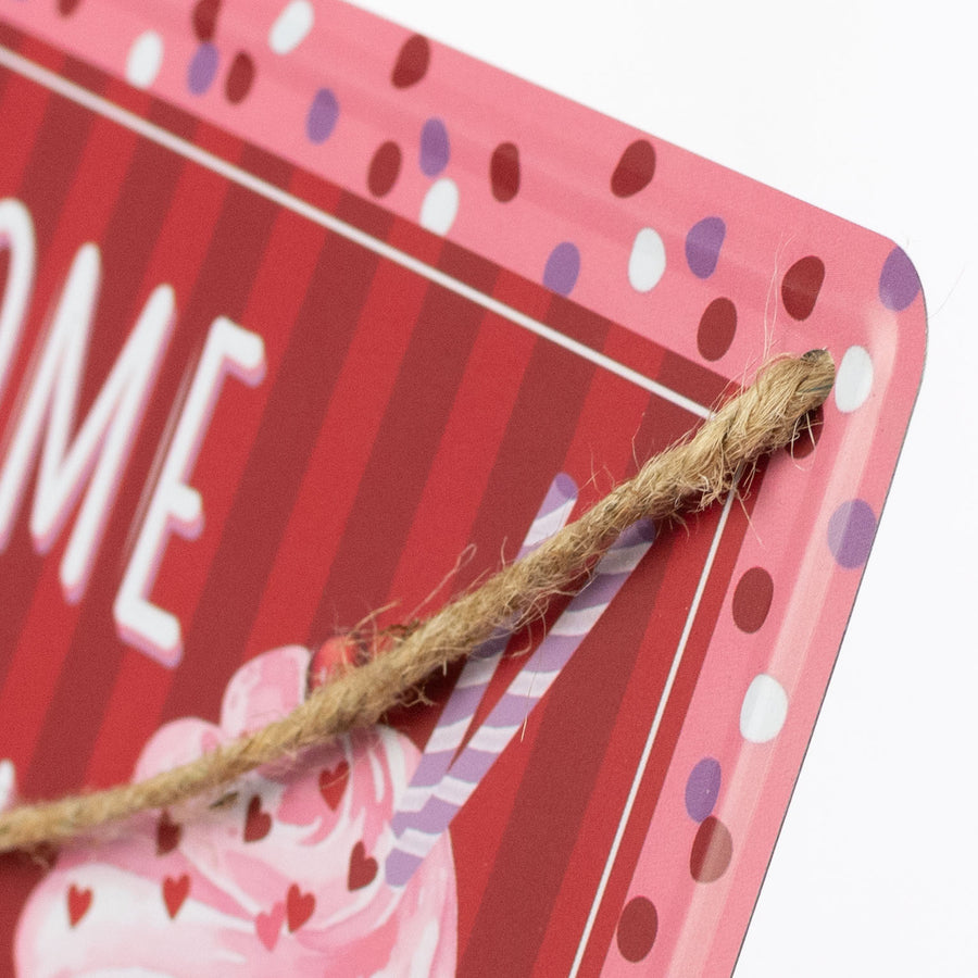 12" Embossed Metal Welcome Sugar Cupcake Sign