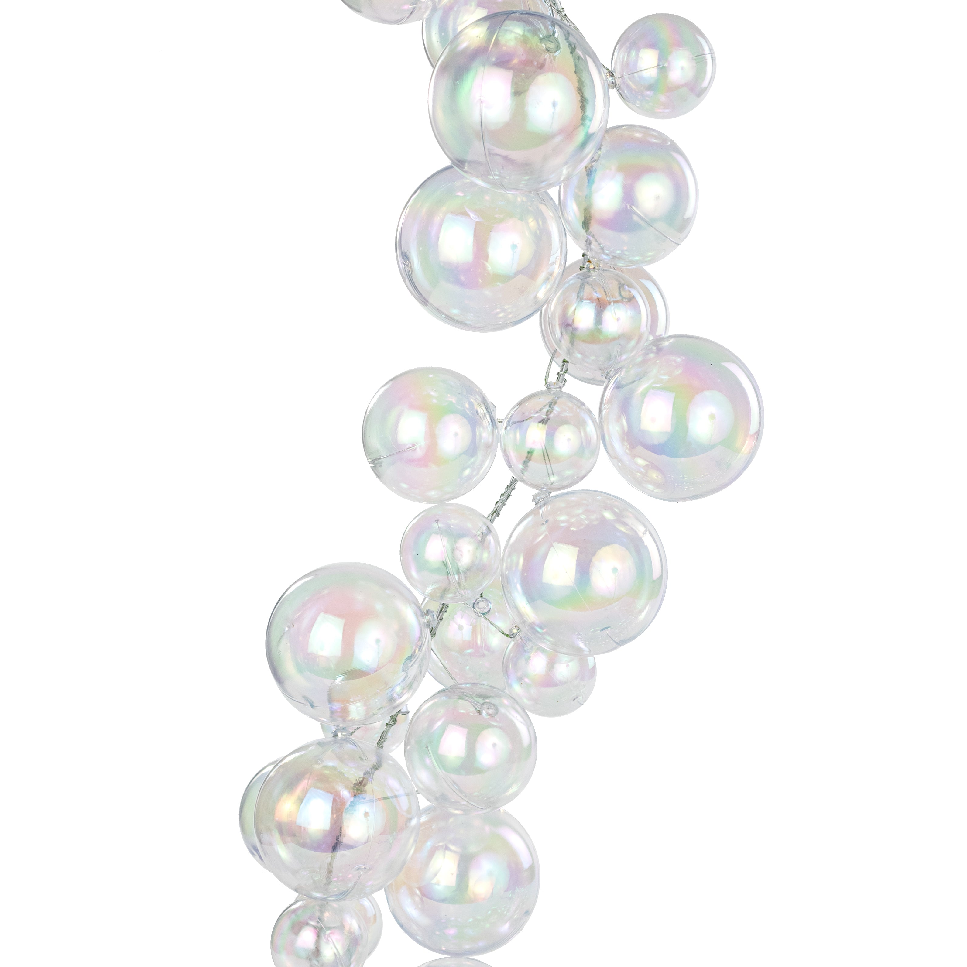 6' Effortless Ornament Garland: Iridescent Clear Bubbles