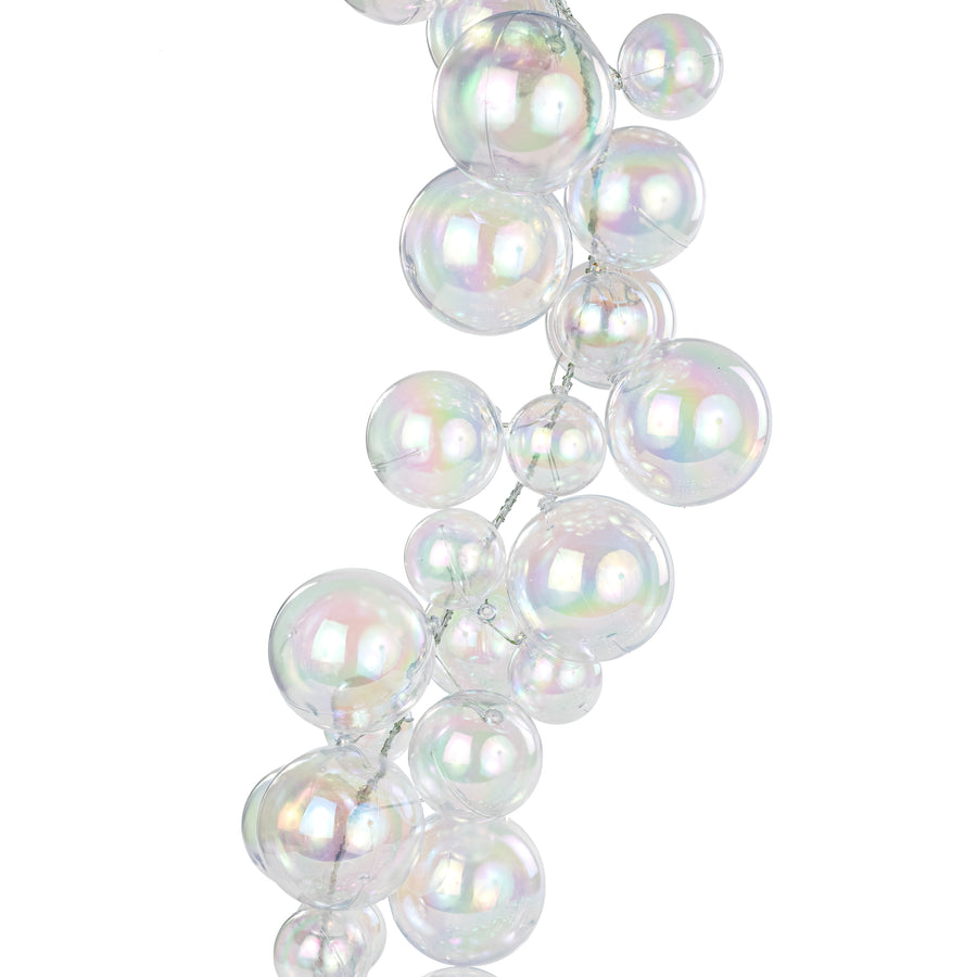 6' Effortless Ornament Garland: Iridescent Clear Bubbles