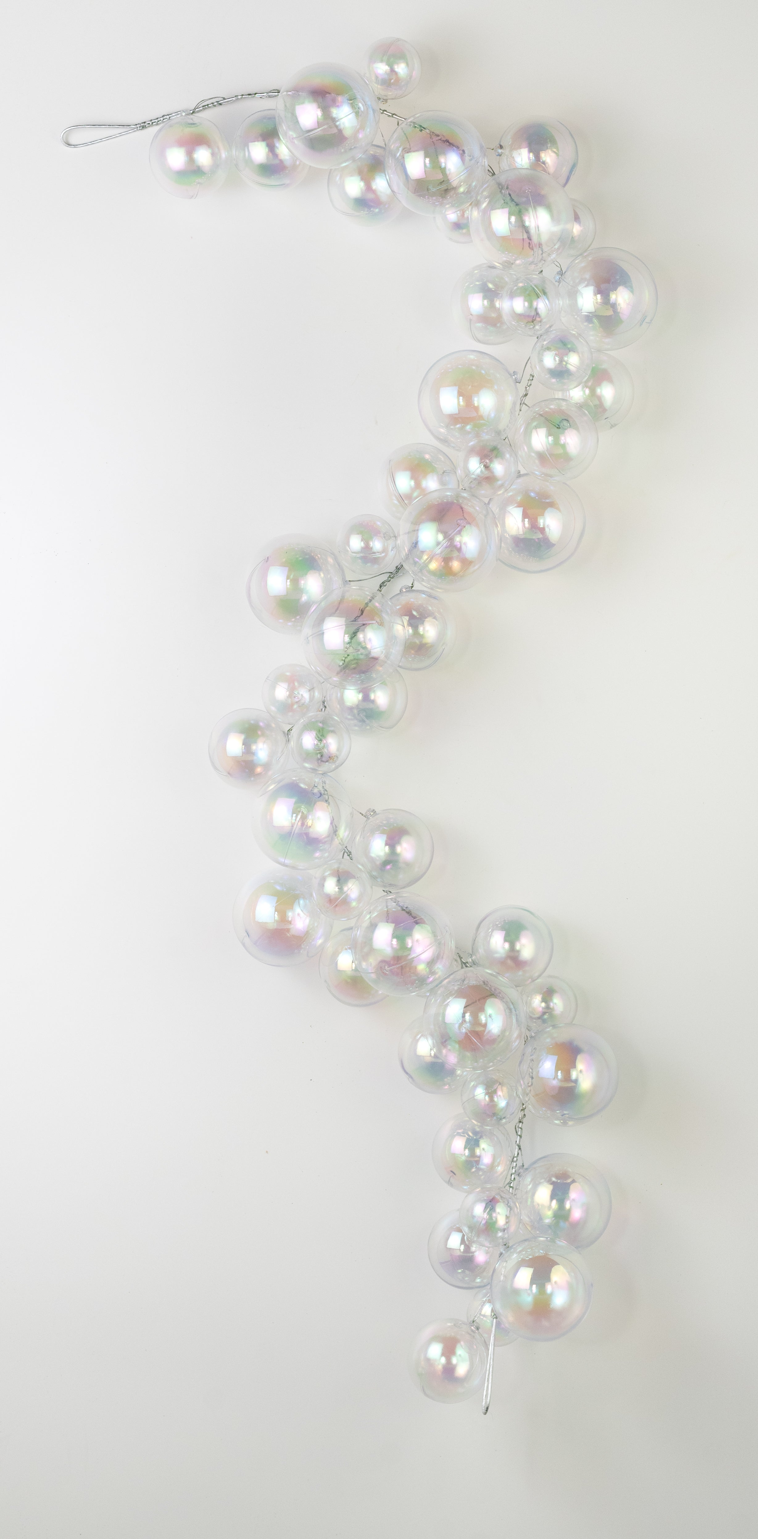 6' Effortless Ornament Garland: Iridescent Clear Bubbles