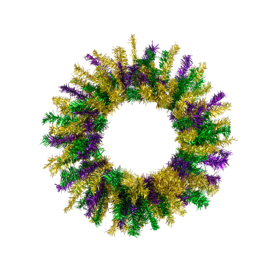 20" Metallic Pine Wreath: Mardi Gras (135 Tips)