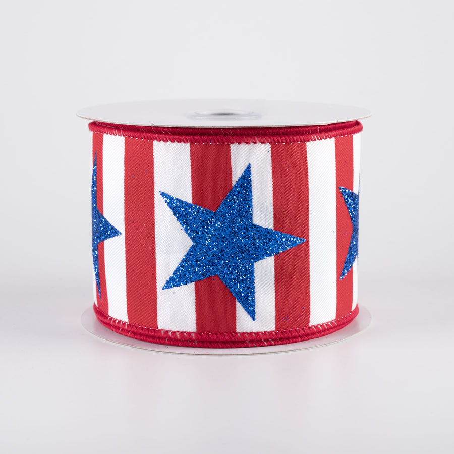 2.5" Bold Stars & Stripes Ribbon: Red, White & Royal Blue (10 Yards)
