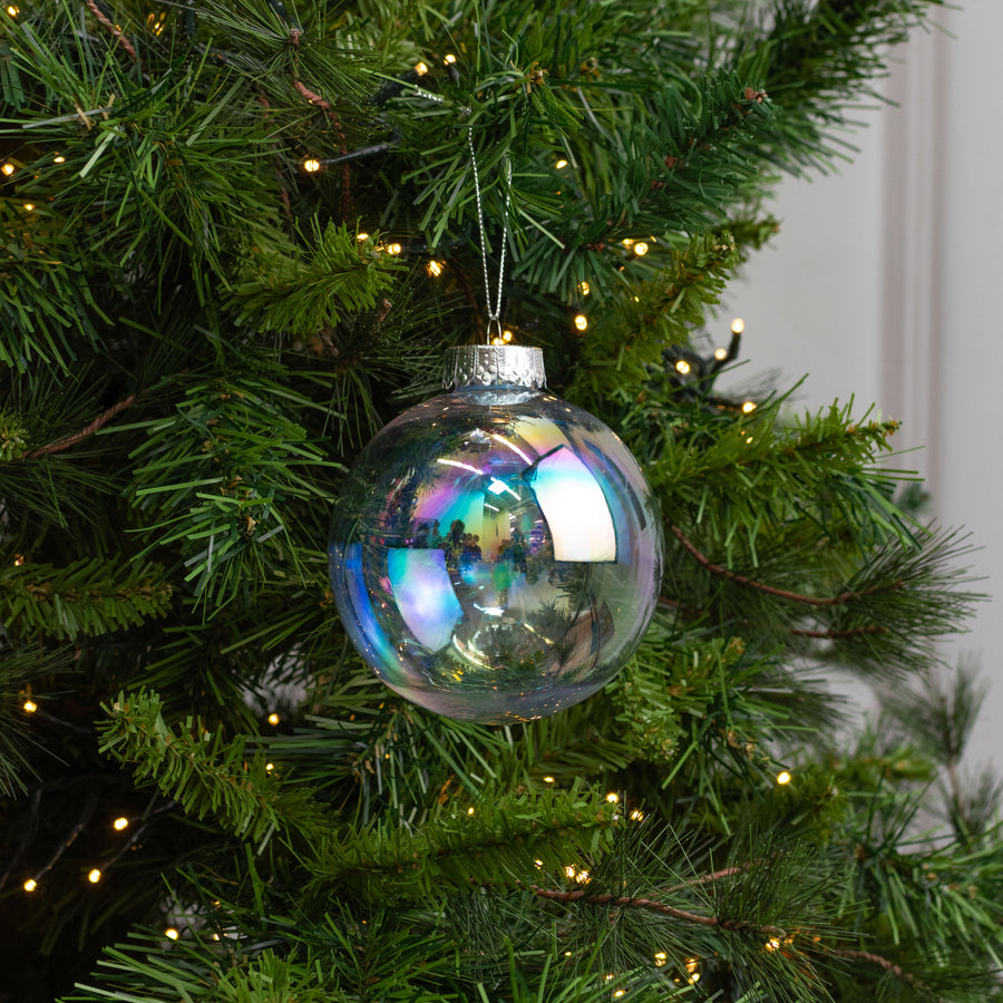 100mm Seamless Ball Ornament: Iridescent Clear Bubble