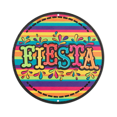8" Round Metal Sign: Fiesta
