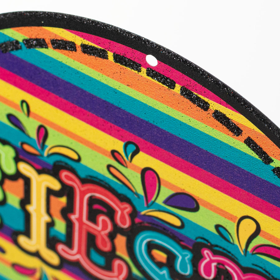 8" Round Metal Sign: Fiesta