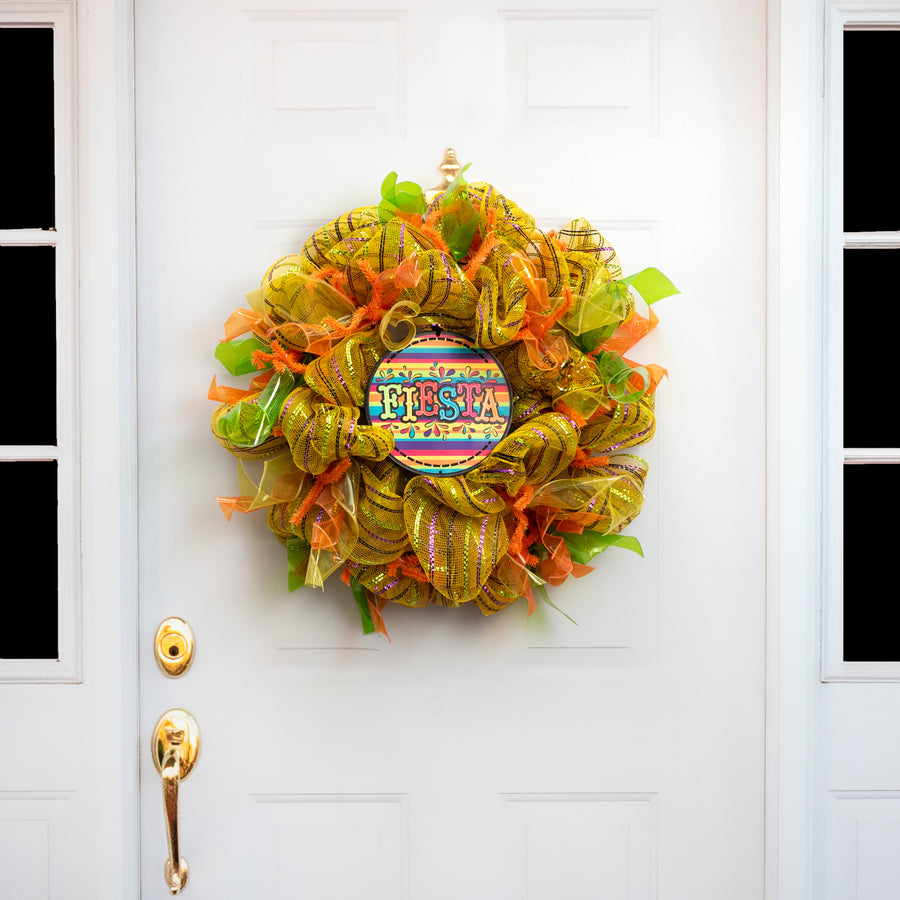 8" Round Metal Sign: Fiesta