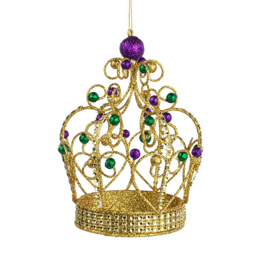 6" Glittered Mardi Gras Crown Ornament