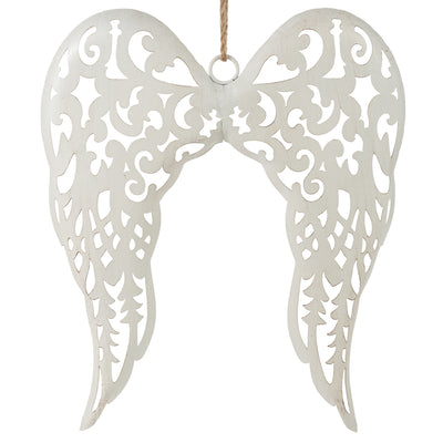 19.5" X 16.5" Angel Wing Decor: Ivory