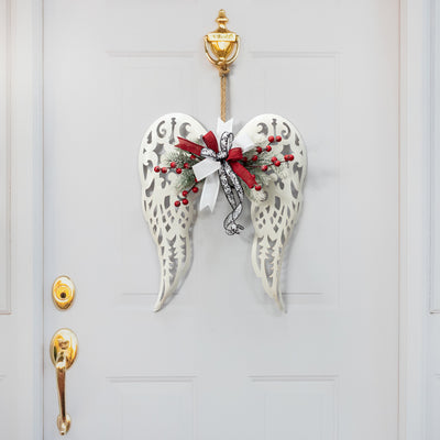 19.5" X 16.5" Angel Wing Decor: Ivory