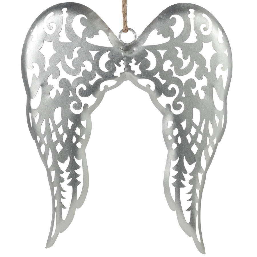 19.5" X 16.5" Angel Wing Decor: Silver