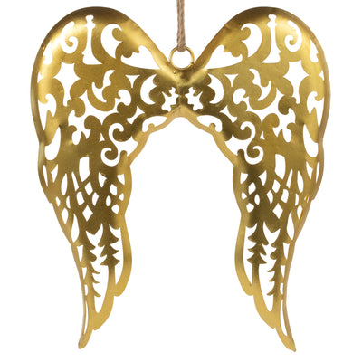 19.5" X 16.5" Angel Wing Decor: Gold