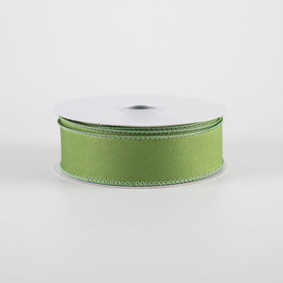 7/8" Diagonal Weave Ribbon: Moss Green (10 Yards)