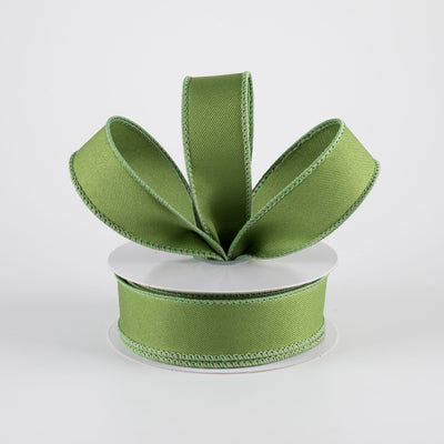 7/8" Diagonal Weave Ribbon: Moss Green (10 Yards)