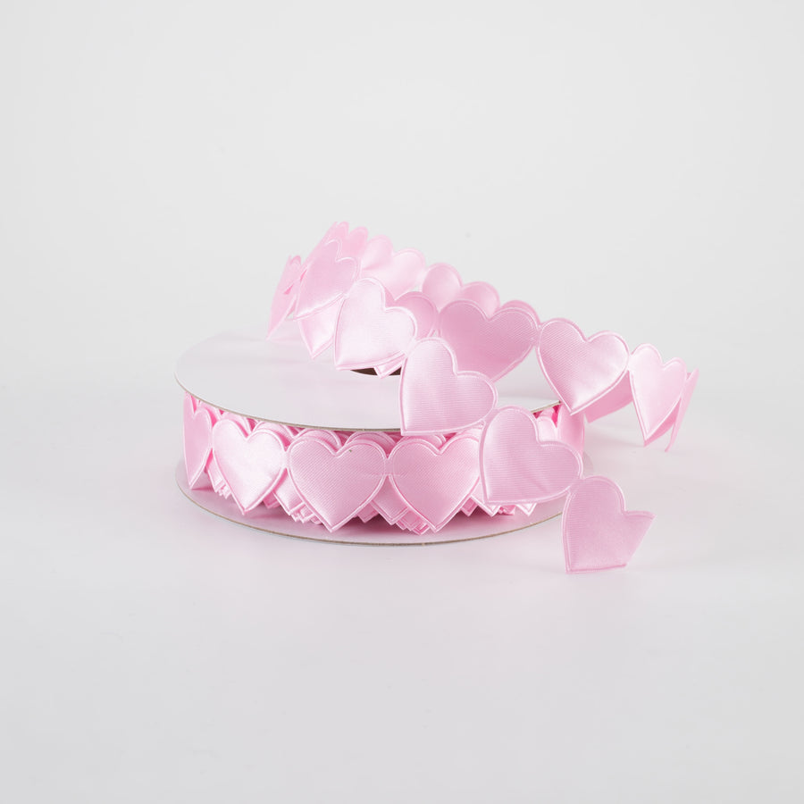 7/8" Satin Cut-Out Hearts Ribbon: Pink (10 Yards)