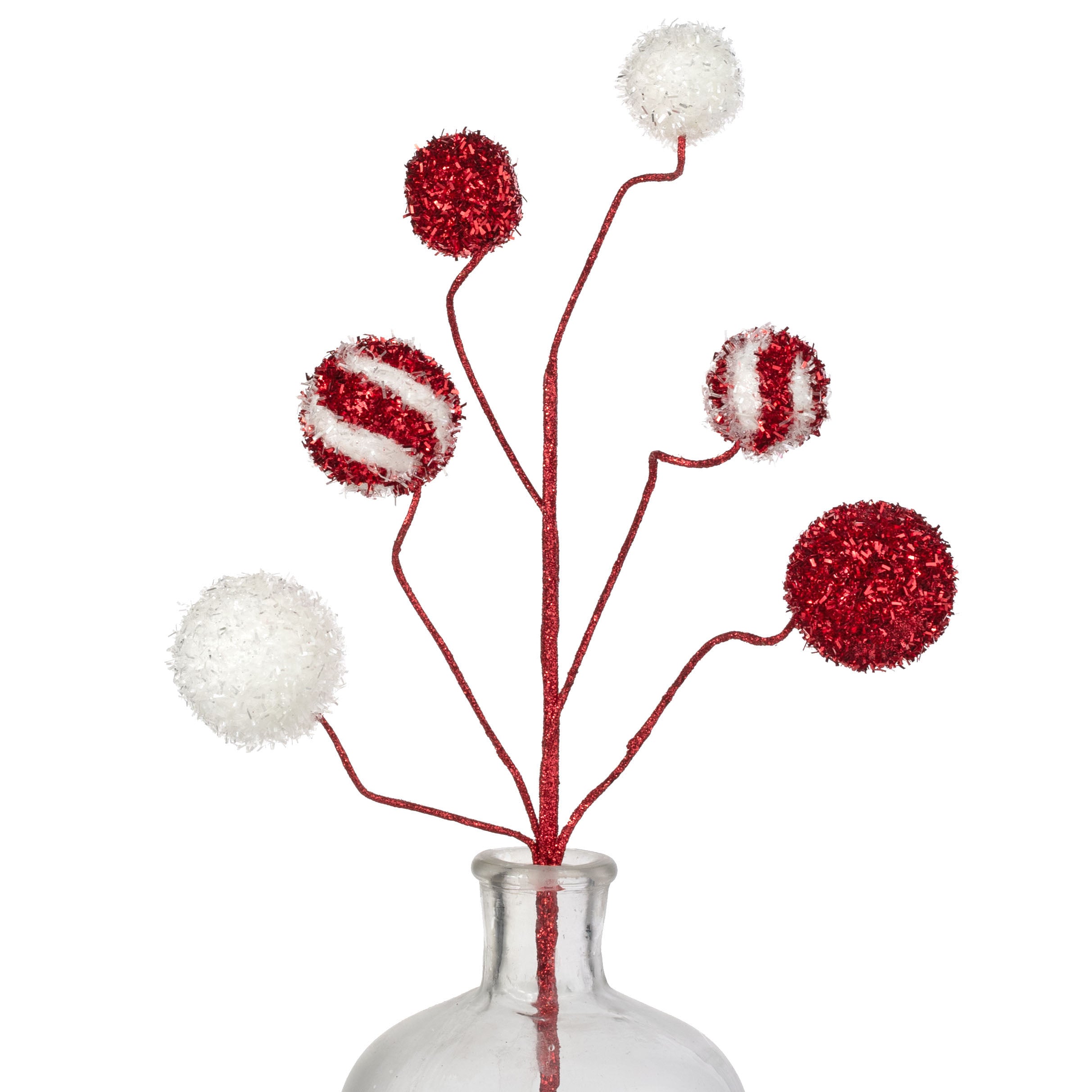20" V-Cut Foil Swirl Ball Spray: Red & White