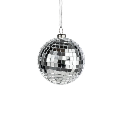 80mm Mirror Disco Ball Ornament: Silver