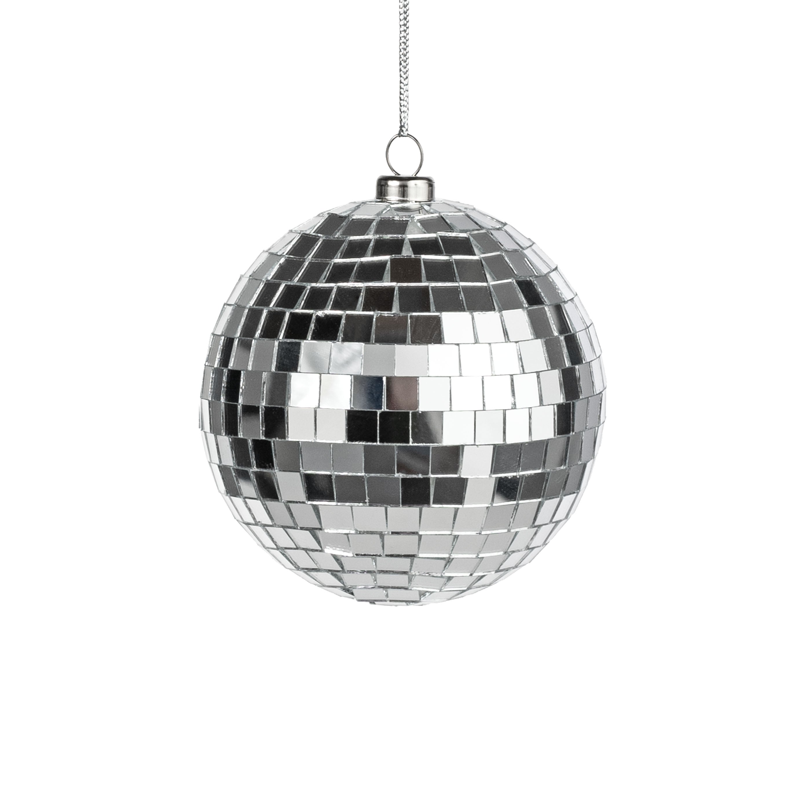 100mm Mirror Disco Ball Ornament: Silver
