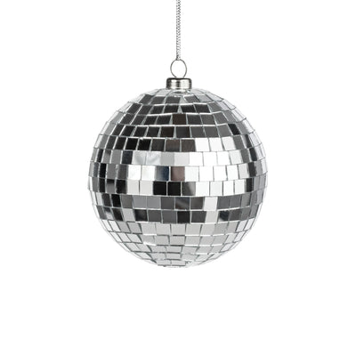 100mm Mirror Disco Ball Ornament: Silver