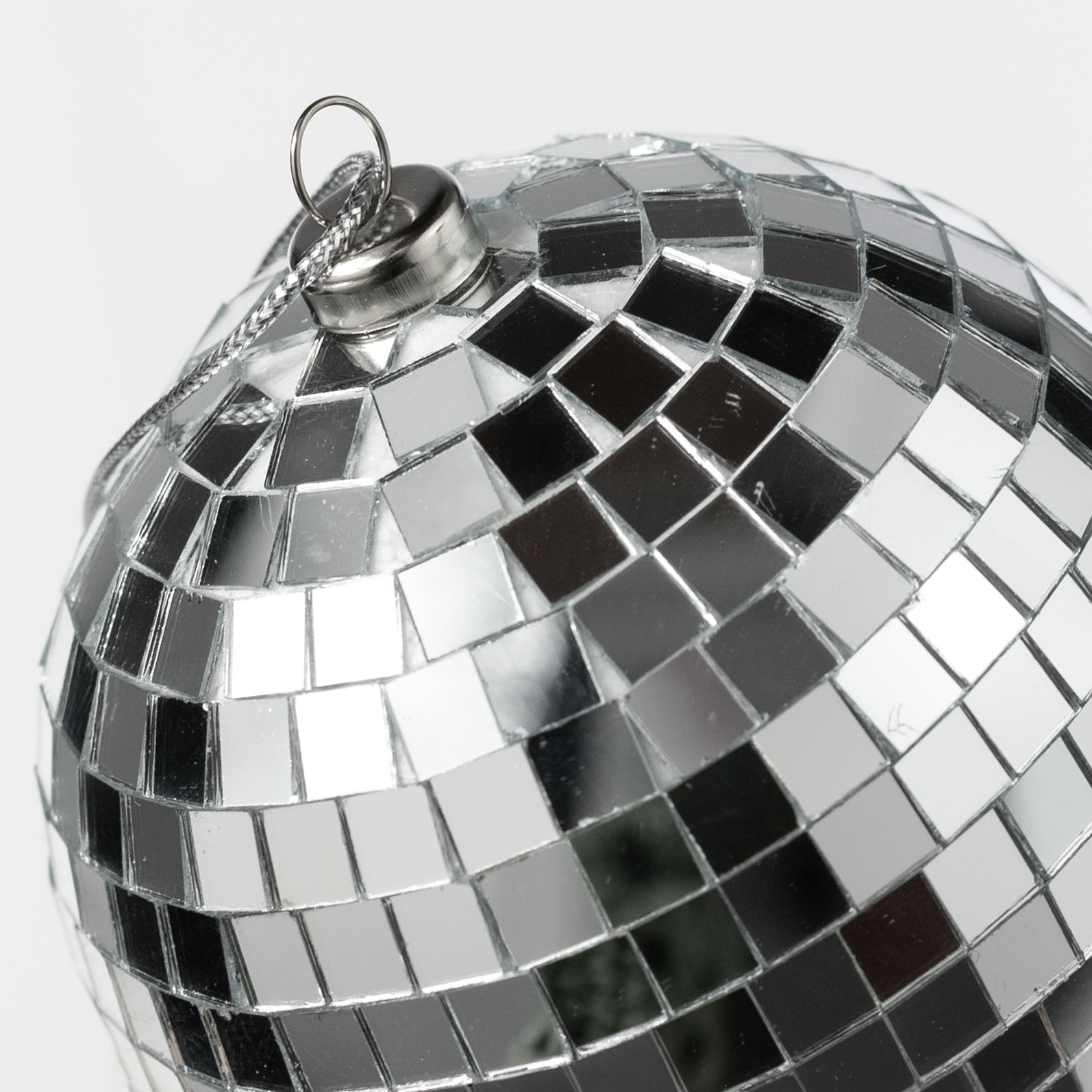 100mm Mirror Disco Ball Ornament: Silver