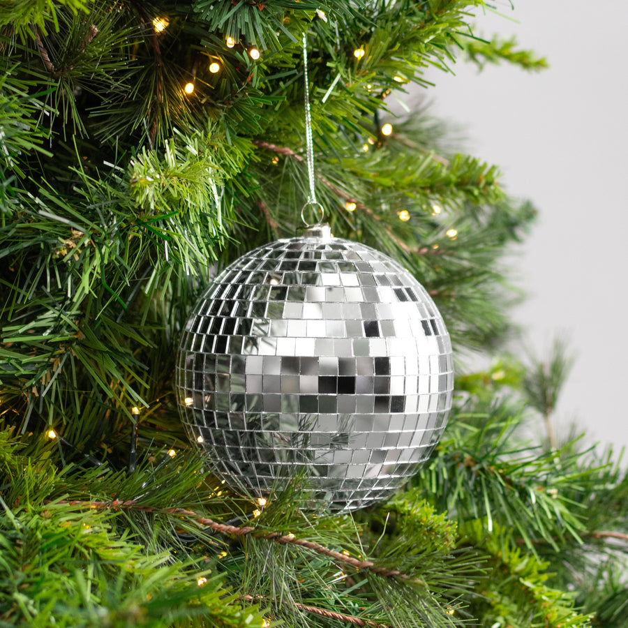 120mm Mirror Disco Ball Ornament: Silver