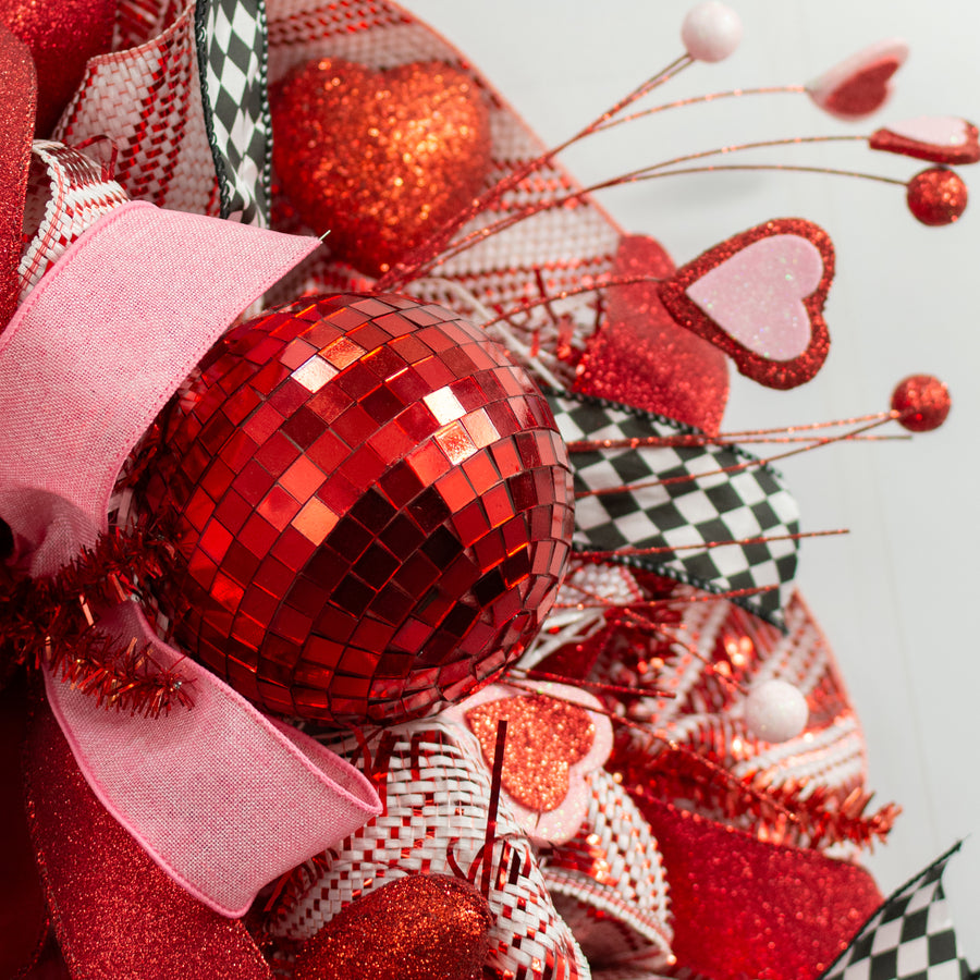 100mm Mirror Disco Ball Ornament: Red