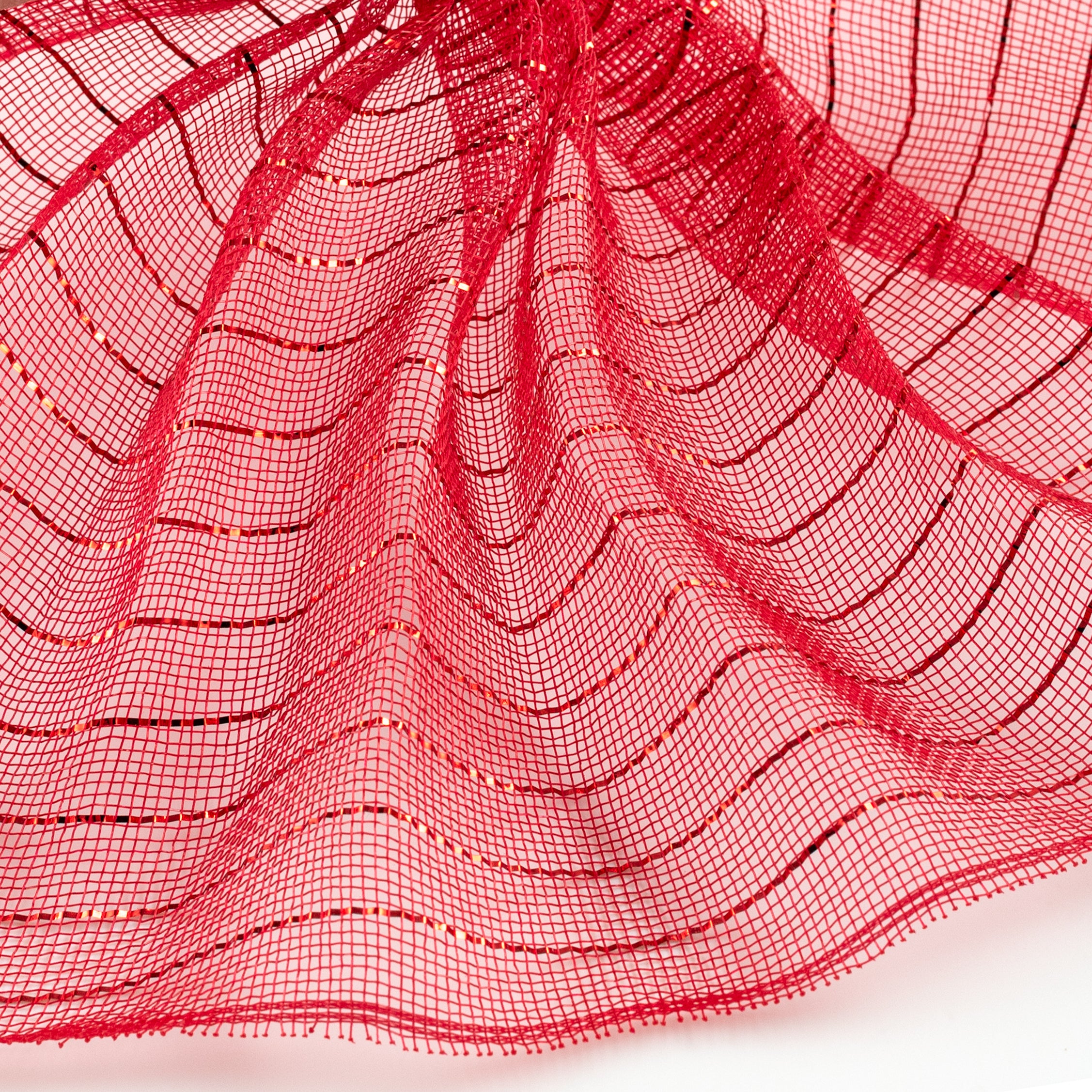 10" Metallic Fine Weave Deco Mesh: Red