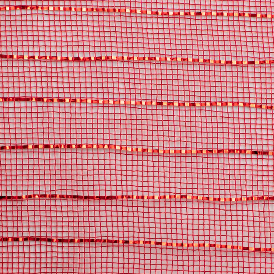10" Metallic Fine Weave Deco Mesh: Red