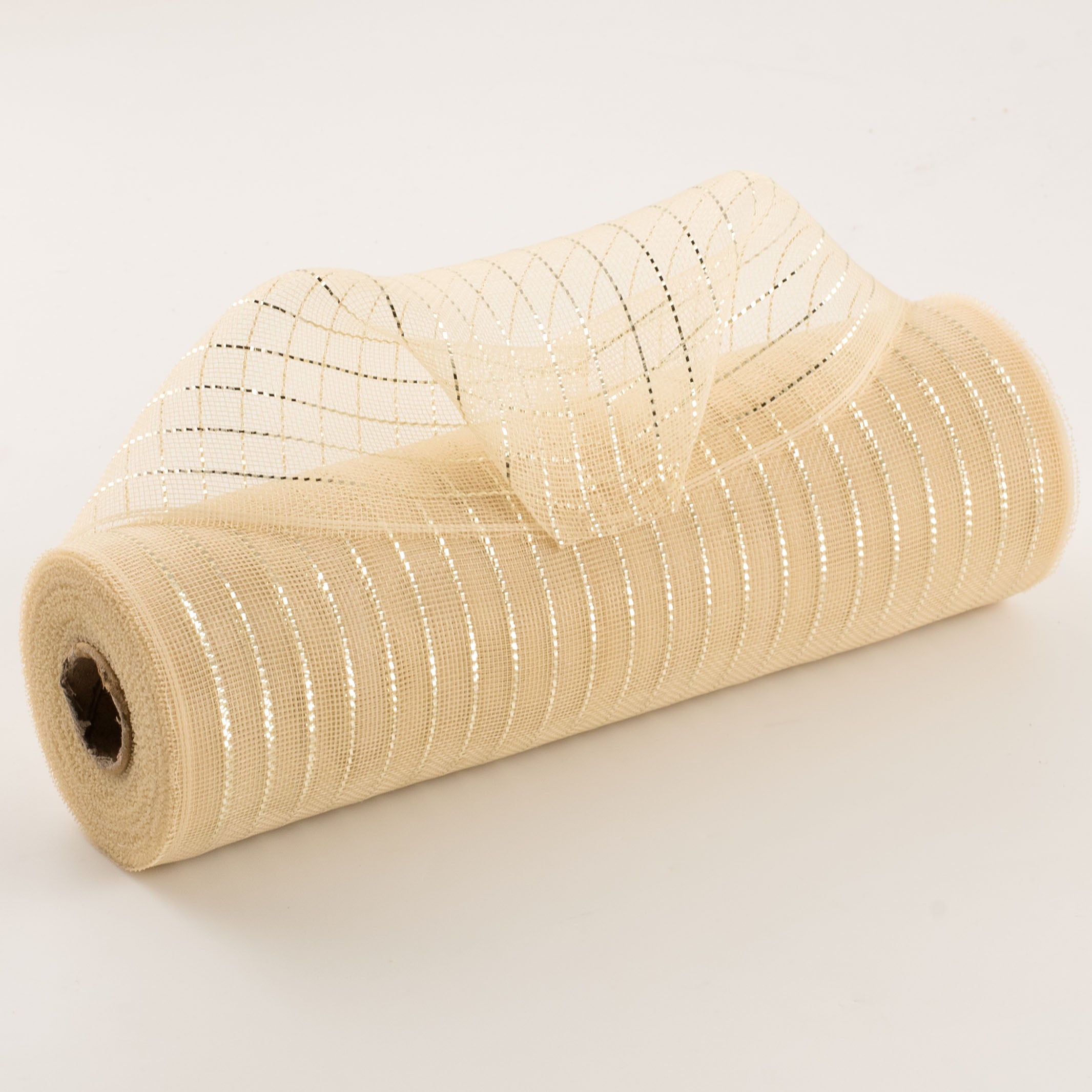 10" Metallic Fine Weave Deco Mesh: Champagne Gold