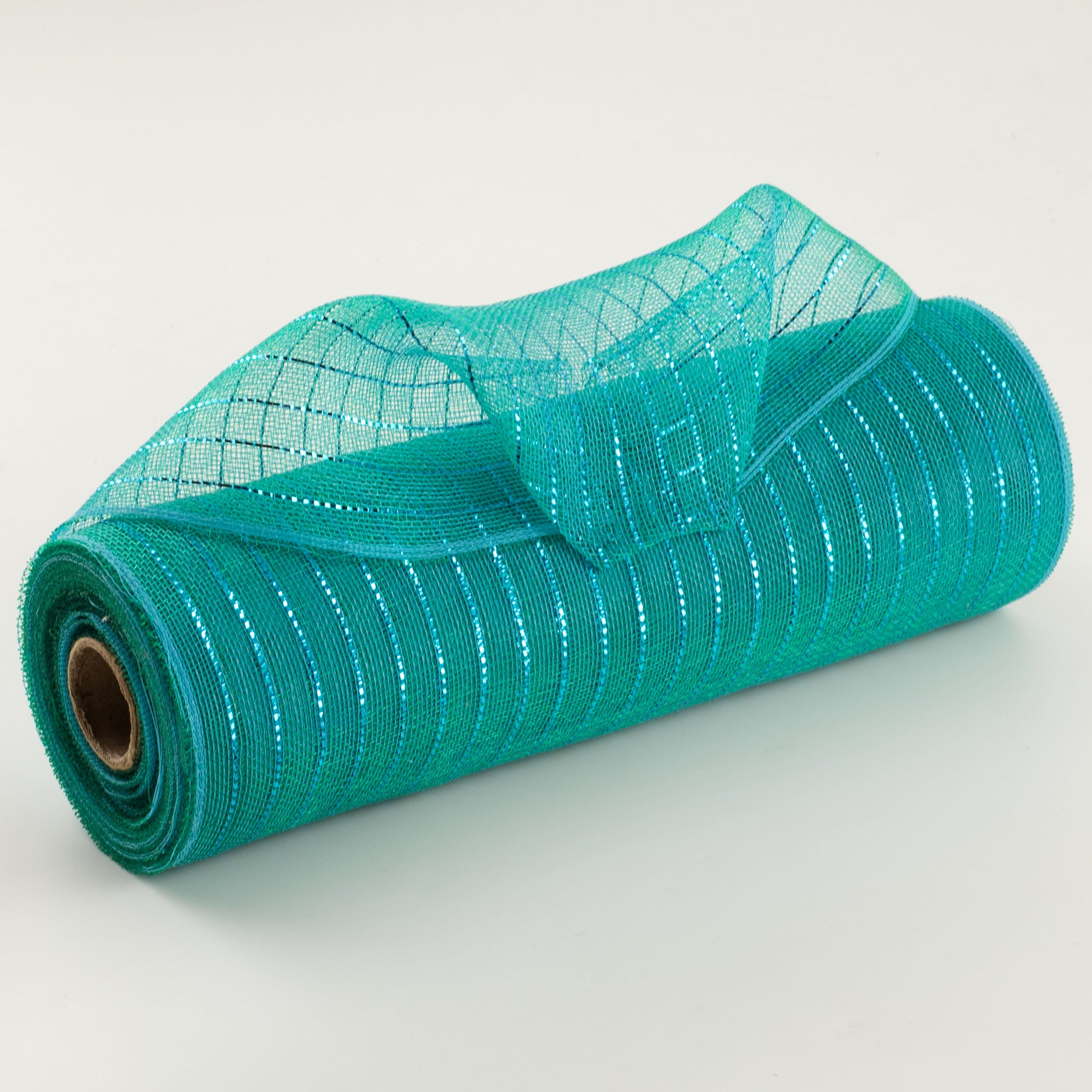 10" Metallic Fine Weave Deco Mesh: Teal