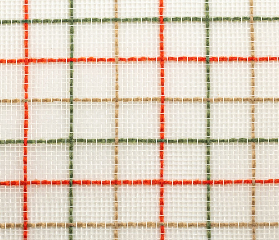 10" Fabric Fine Weave Check Mesh: Cream with Natural, Orange & Moss